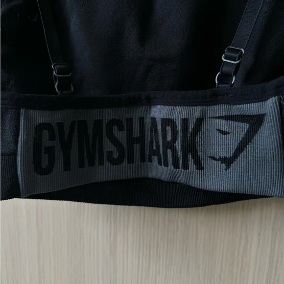 Medium Gymshark Strappy Flex Sports Bra - Black and Charcoal - Picture 9 of 9